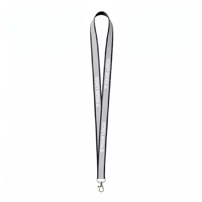 Lanyard su misura in poliestere con rivestimento riflettente grigio