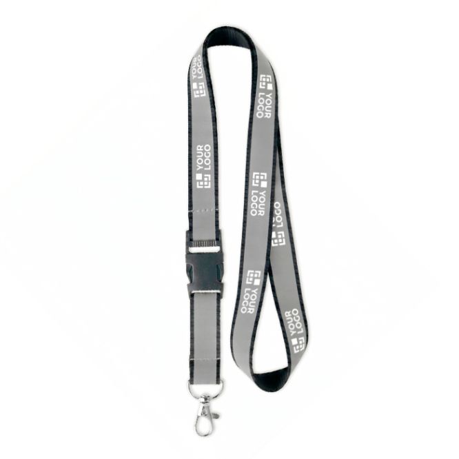 Lanyard su misura sganciabile con rivestimento riflettente grigio
