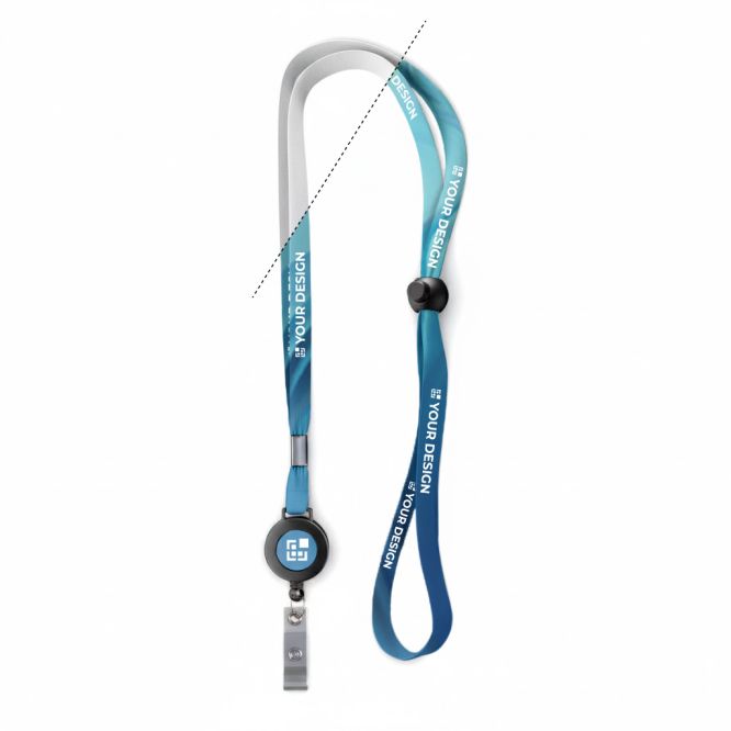 Lanyard regolabile in poliestere sottile con moschettone estensibile