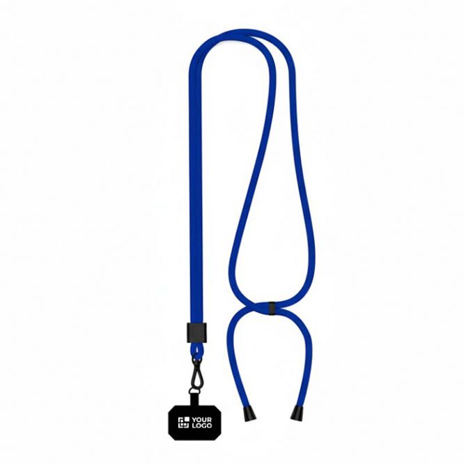 Lanyard bicolore regolabile su misura in RPET per smartphone