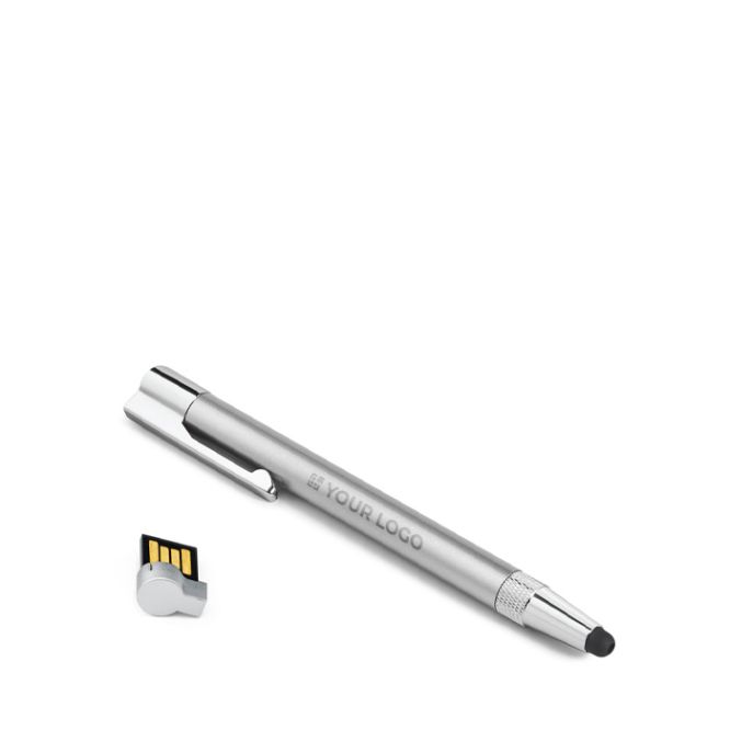 Penna USB su misura in alluminio con gommino touch e inchiostro nero