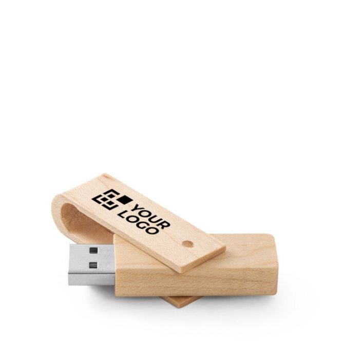 Memoria USB su misura rotante in legno di bambù o acero