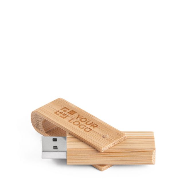 Memoria USB rotante su misura realizzata in legno di bambù