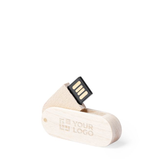 USB rotante sottile su misura con scocca realizzata in legno
