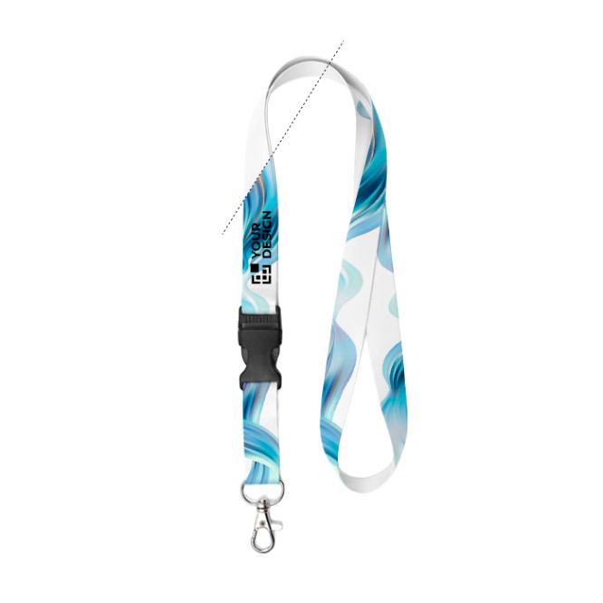 Lanyard in RPET a colori, custom made, con fibbia, realizzato in Europa
