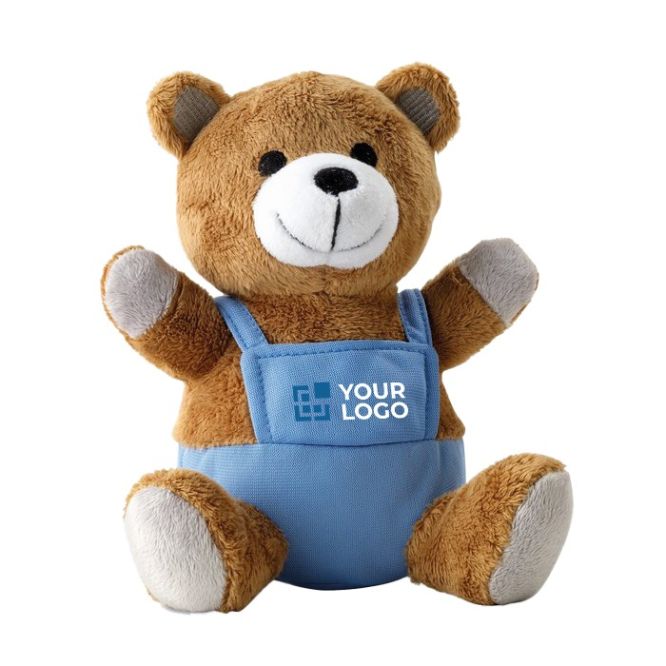 Peluche personalizzabile con il logo dell'azienda vista area di stampa
