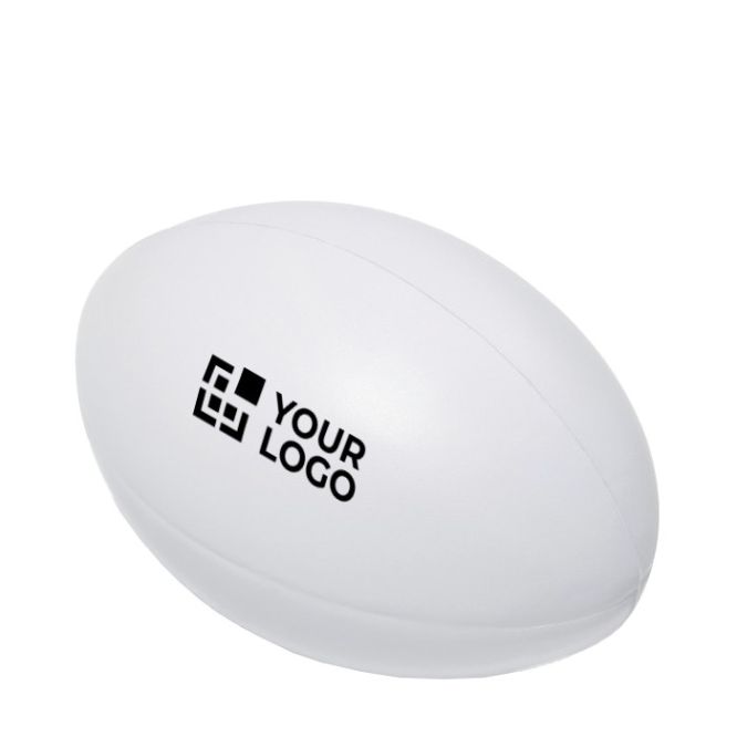 Pallina da rugby antistress da pubblicità colore bianco