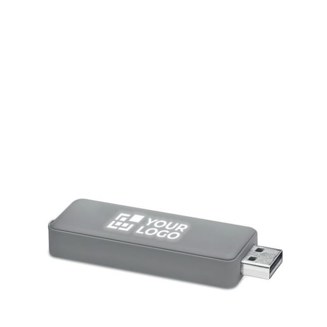 Memoria usb con logo lucente vista area di stampa