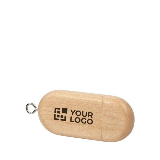 Usb in legno personalizzate di forma ovale vista area di stampa