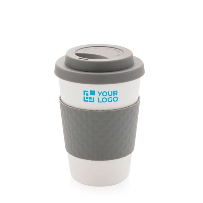 Bicchieri con tappo e fascia colorati color nero da personalizzare