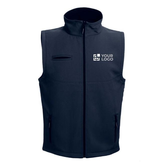 Gilet con logo per lo staff vista area di stampa