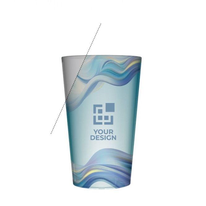 Bicchieri di plastica con logo vista area di stampa