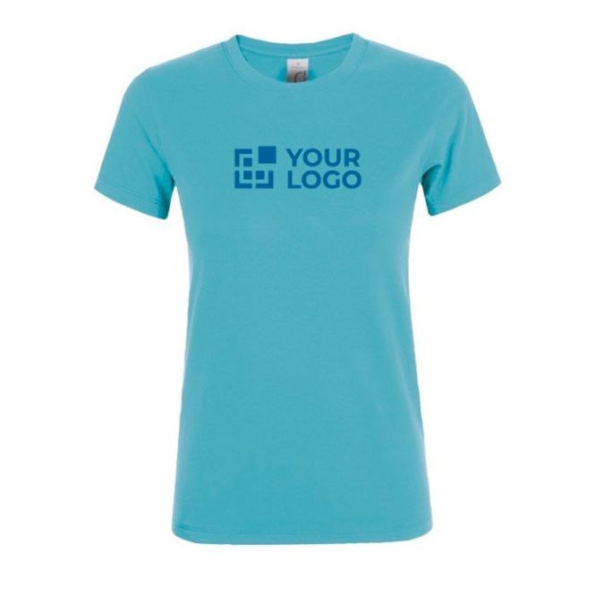 T shirt donna con logo da 150 g/m² vista area di stampa