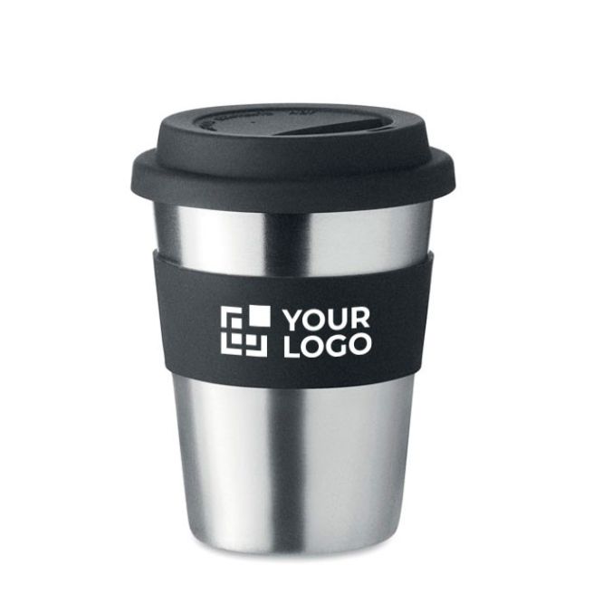 Tazza take away con coperchio in silicone vista area di stampa
