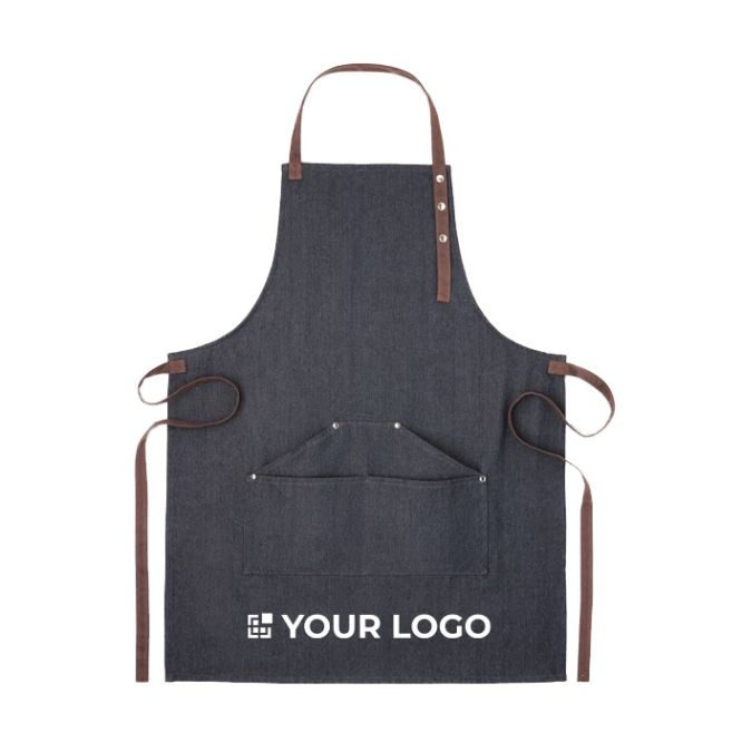 Grembiuli con logo in tessuto denim vista area di stampa