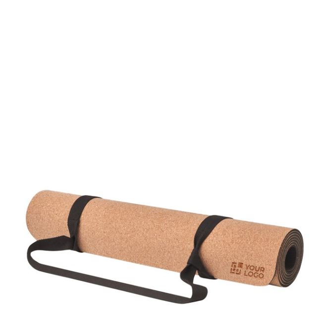 Tappetino da yoga in sughero promozionale colore beige