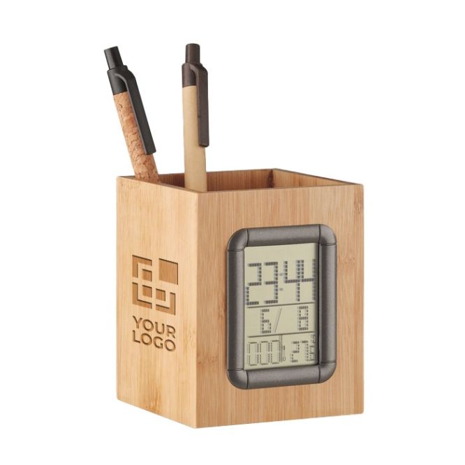 Portapenne promozionale con orologio digitale 