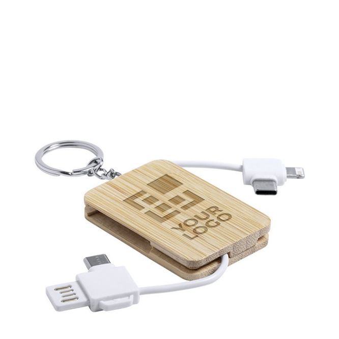 Portachiavi in legno con cavetti multi connessione vista area di stampa