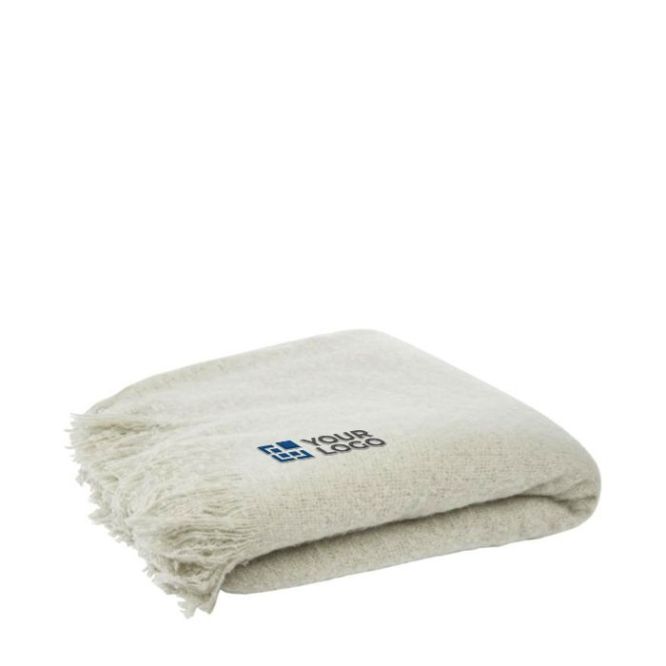Coperta con logo in mohair RPET color grigio chiaro