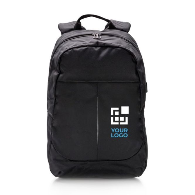 Zaini aziendali con porta USB vista area di stampa