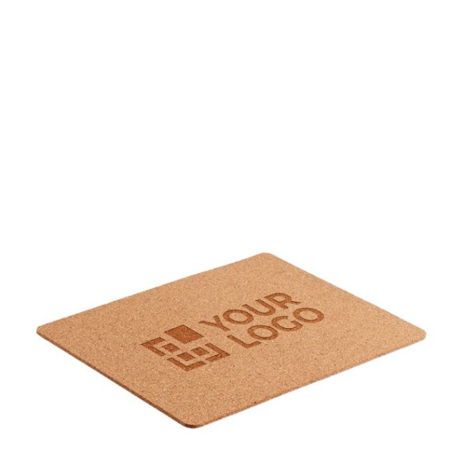 Mouse pad con logo in sughero vista area di stampa