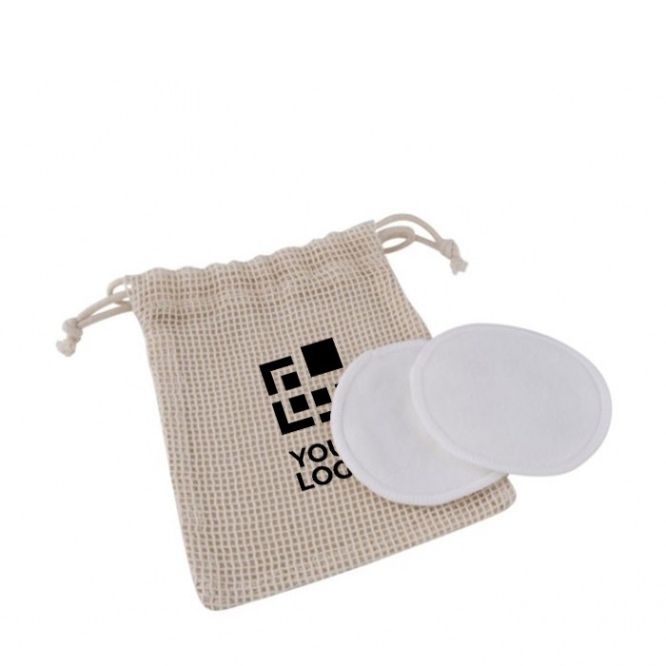 2 dischetti struccanti con sacchetto color beige