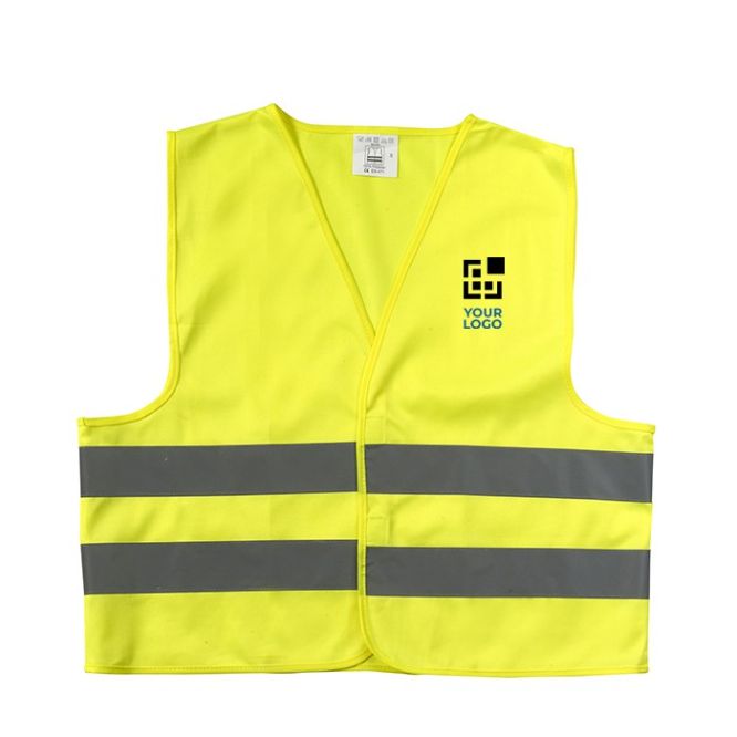 Piccoli gilet alta visibilità personalizzati vista area di stampa