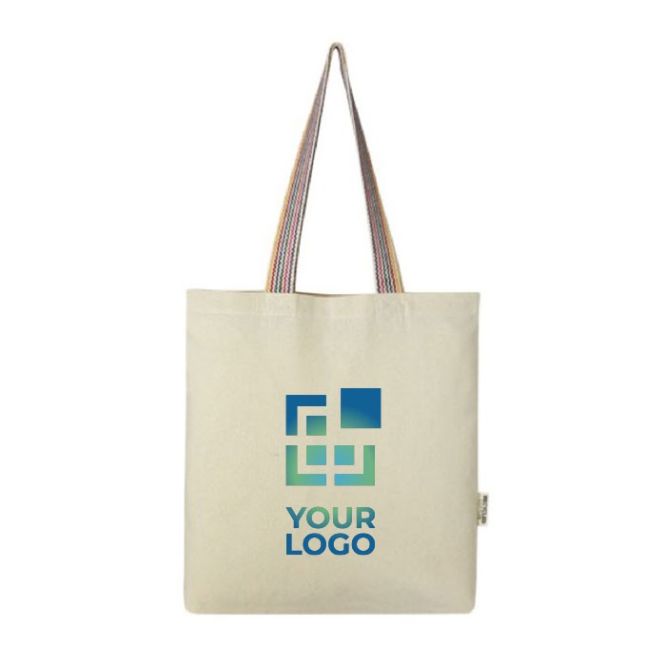 Borsa con logo dai manici a fantasia arcobaleno