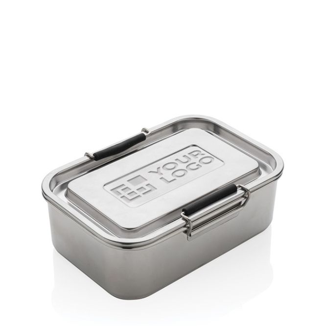 Lunch box personalizzabile in acciaio inox color argento