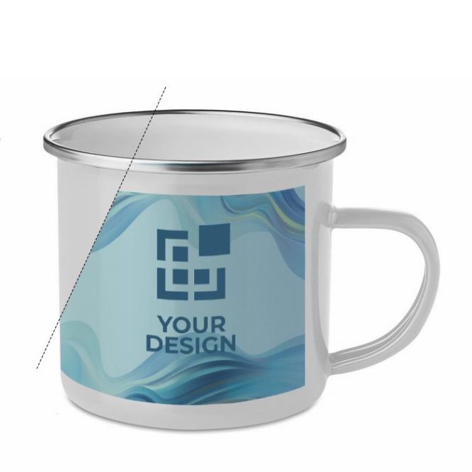 Tazza smaltata metallizzata dal design vintage vista area di stampa