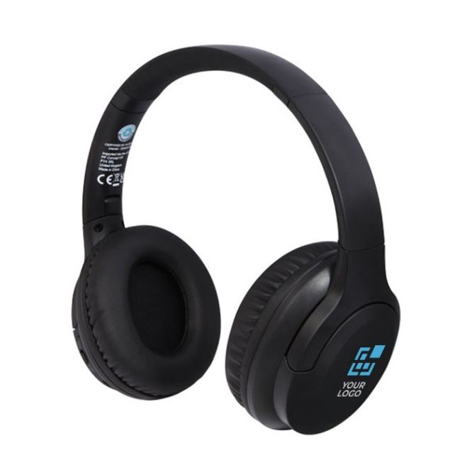 Cuffie wireless realizzate in plastica riciclata vista area di stampa