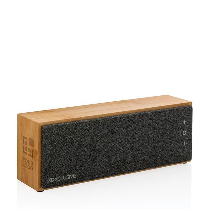 Speaker wireless rettangolari in bambù vista area di stampa