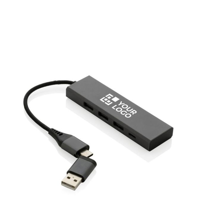 Multi porta USB in alluminio e plastica riciclata