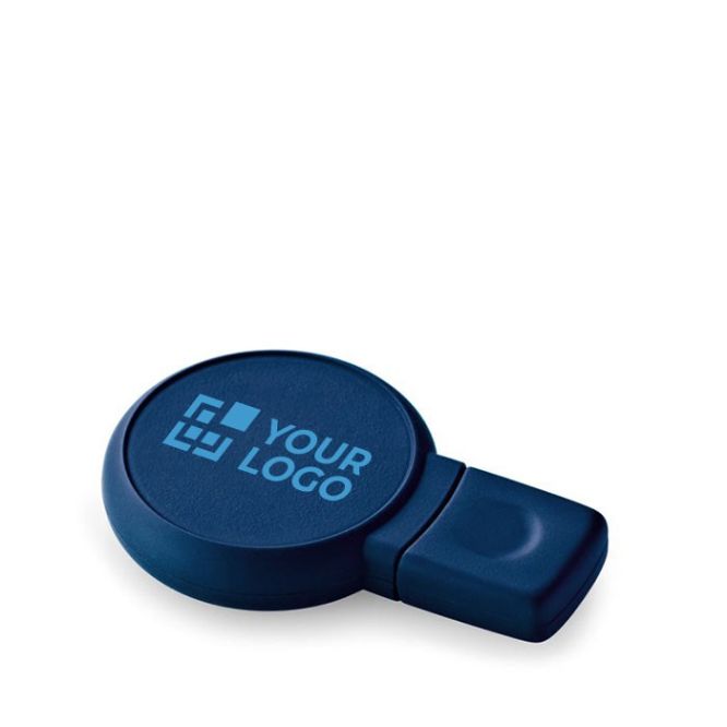 Chiavetta usb rotonda con logo e finitura in gomma