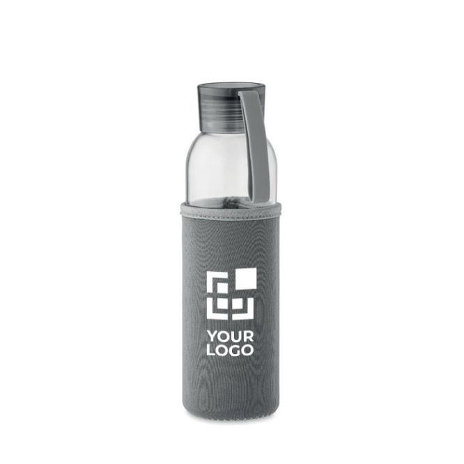 Borraccia in vetro riciclato con custodia in neoprene da 500 ml vista area di stampa