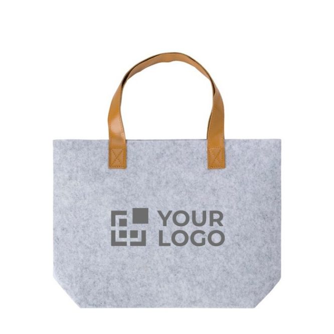 Shopping bag in feltro RPET con manici in pelle sintetica