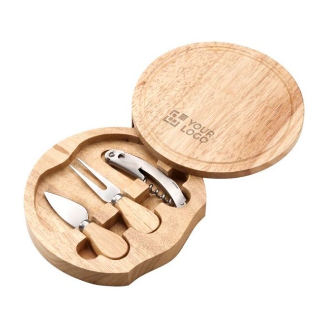 Set da formaggio con tagliare in legno di pino ed accessori