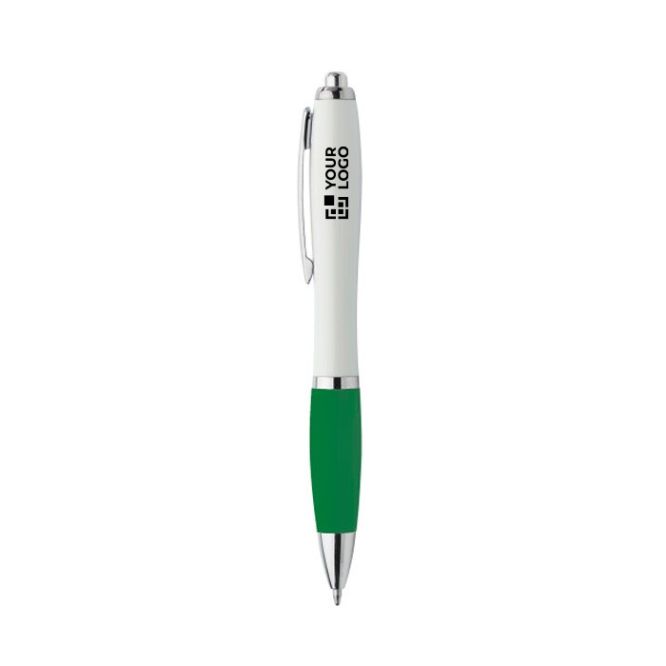 Penna bianca con impugnatura in gomma ed inchiostro blu