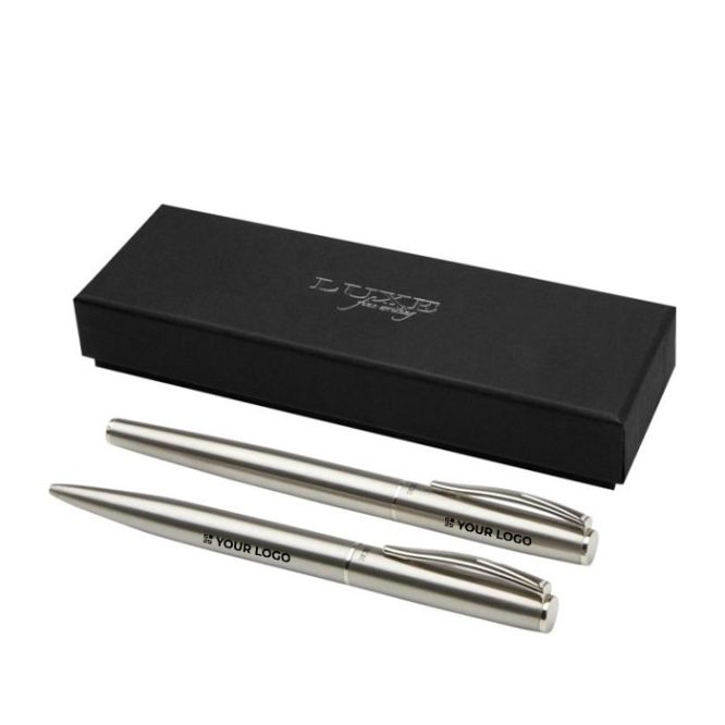 Set penna e roller in acciaio riciclato inchiostro nero
