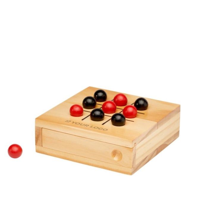 Gioco tris in legno di pino in scatola a chiusura scorrevole