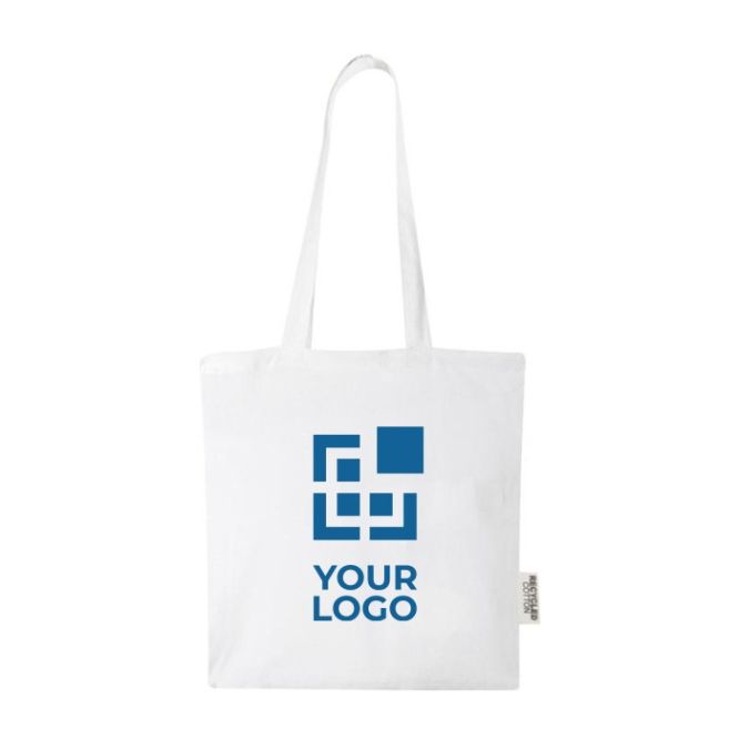Tote bag in cotone riciclato 140 g/m² e manici lunghi 30 cm