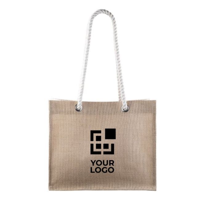 Borsa in juta 325 g/m² con interno laminato e manici in corda