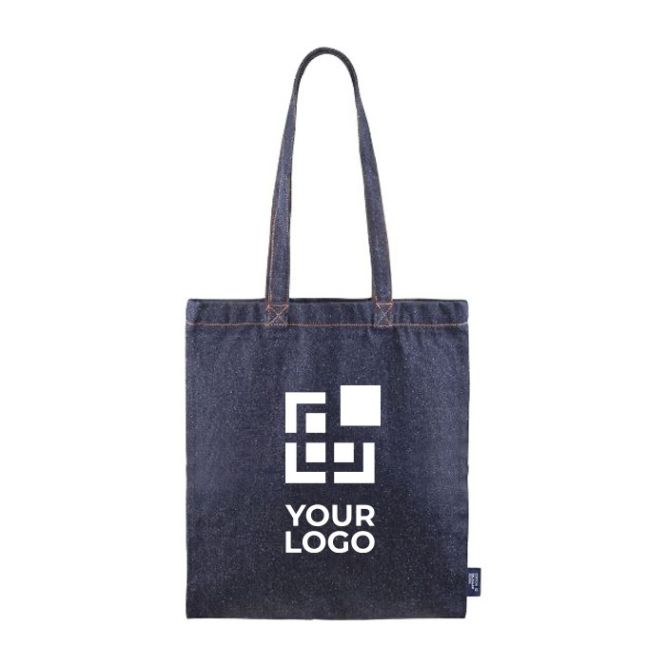 Shopper in cotone e denim riciclati 250g/m² con manici lunghi