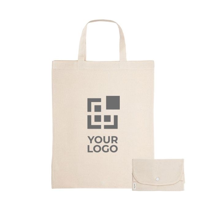 Shopper pieghevole in cotone con manici corti 140g/m²