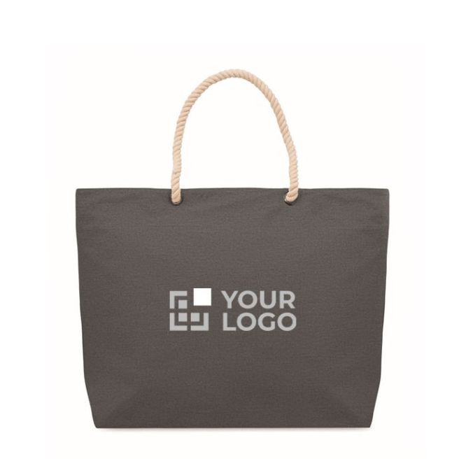 Borsa mare in cotone riciclato da 220 g/m² con manici in corda