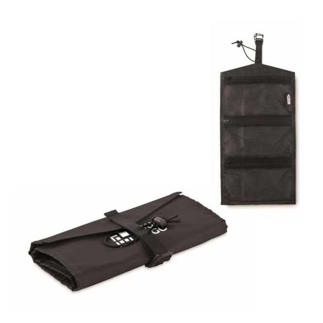 Astuccio arrotolabile multiuso in RPET con 3 tasche rete