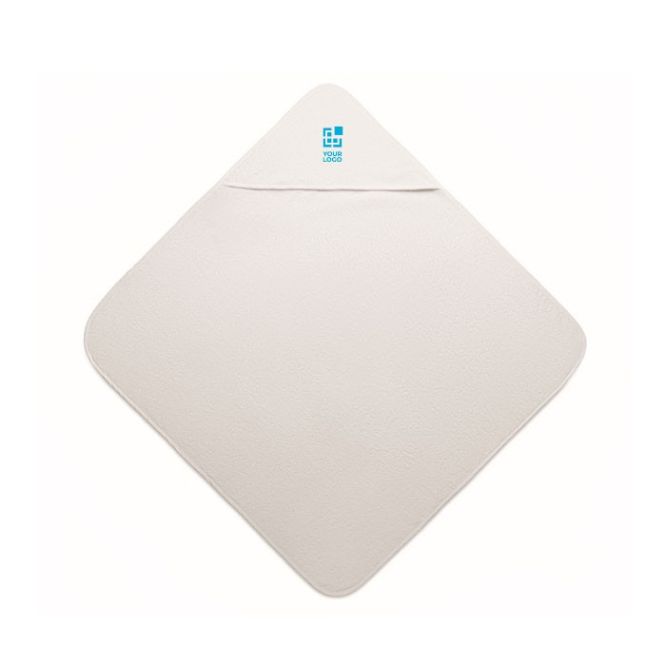 Asciugamano bianco in cotone con cappuccio per bambini 300 g/m²