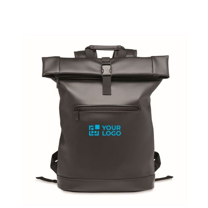 Zaino roll top in morbida ecopelle con tasca per pc da 15''