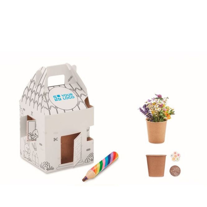 Vasetto con semi di fiori di miele e matitone multicolore per bambini
