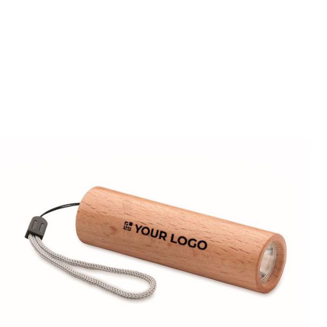 Torcia a LED ricaricabile in legno con 3 modalità di luce da 5W